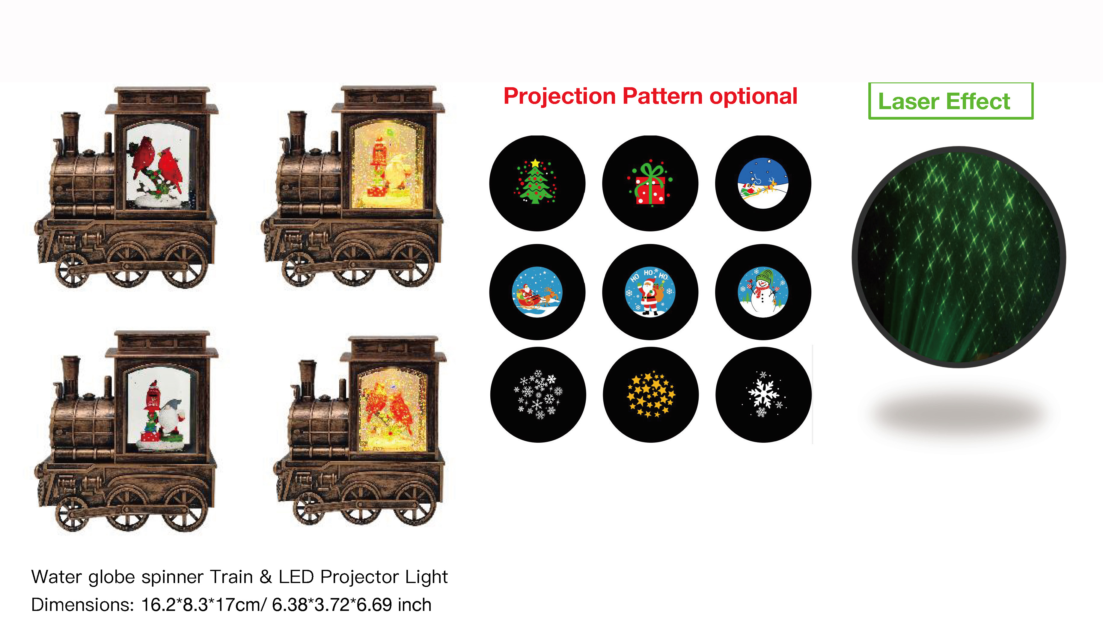 亚克力 火车头造型水灯 LED 投影仪灯 知更鸟/圣诞老人 SR - 67