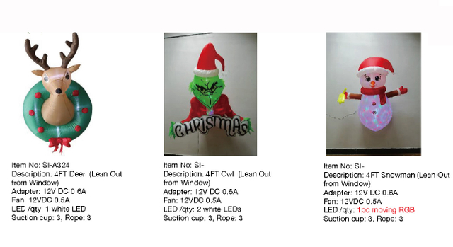 鹿、猫头鹰、雪人充气灯 - 69