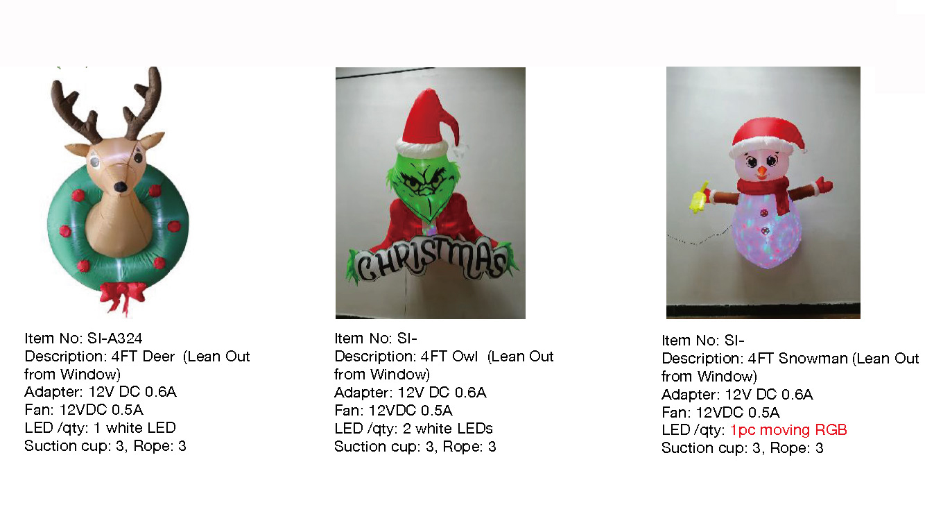 鹿、猫头鹰、雪人充气灯 - 69