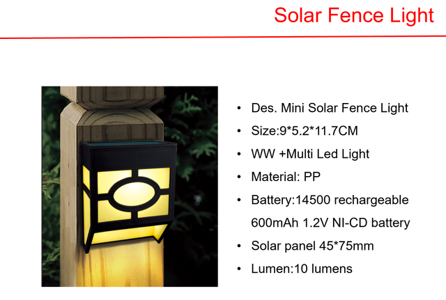 太阳能 LED 花园桩和迷你太阳能围栏灯