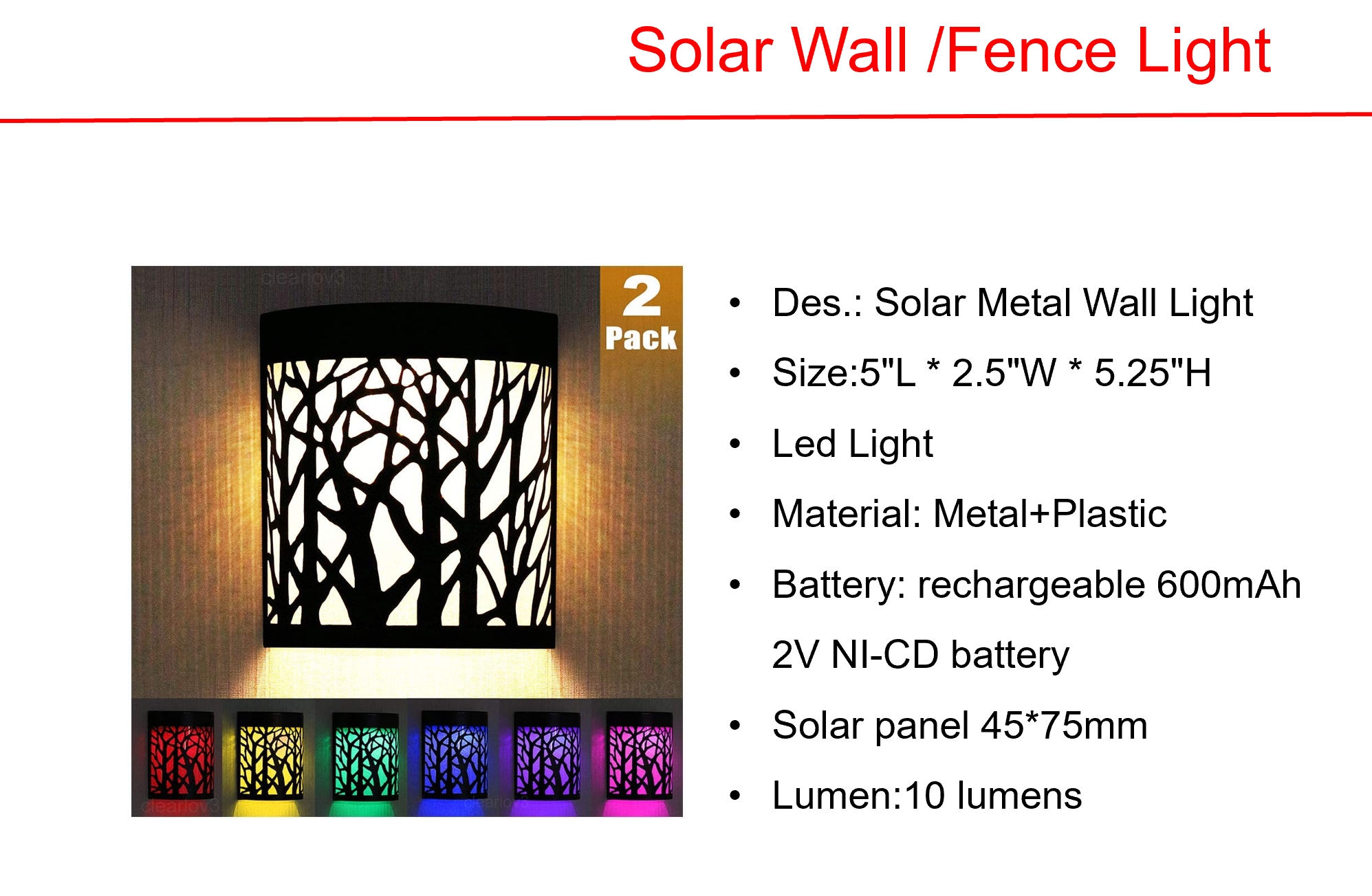 太阳能 LED 孔雀花园桩和金属壁灯