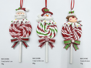 黏土造型 棒棒糖造型的 圣诞老人/雪人/驯鹿- 40