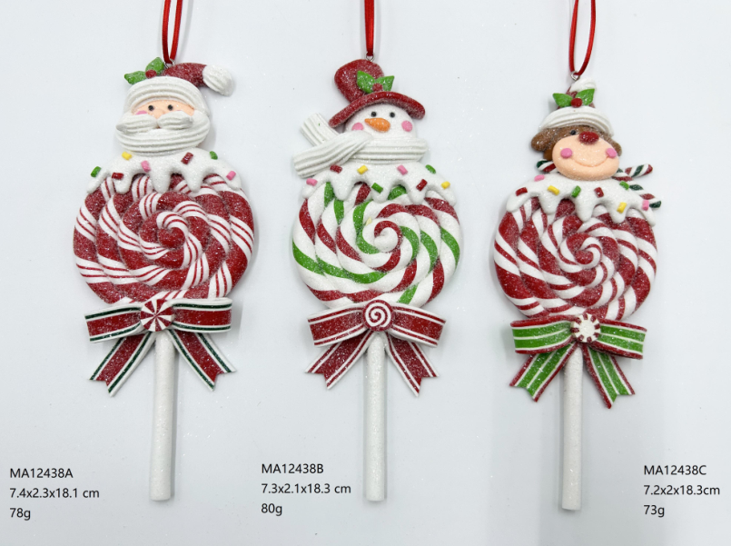 黏土造型 棒棒糖造型的 圣诞老人/雪人/驯鹿- 40