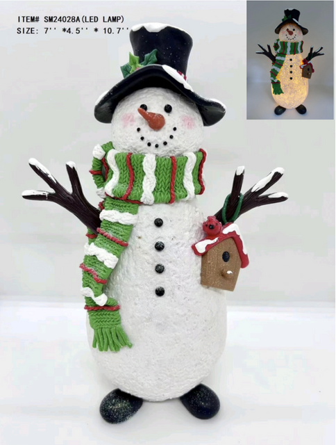 黏土造型雪人戴着绿色围巾灯 - 13