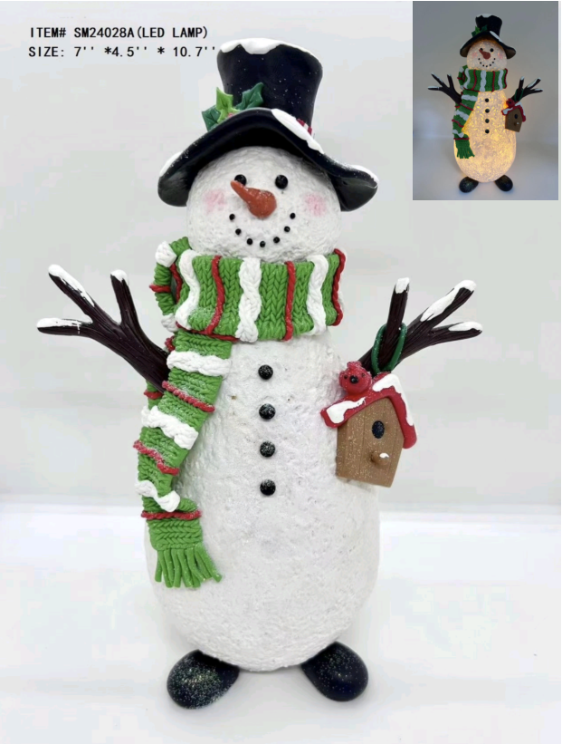 黏土造型雪人戴着绿色围巾灯 - 13