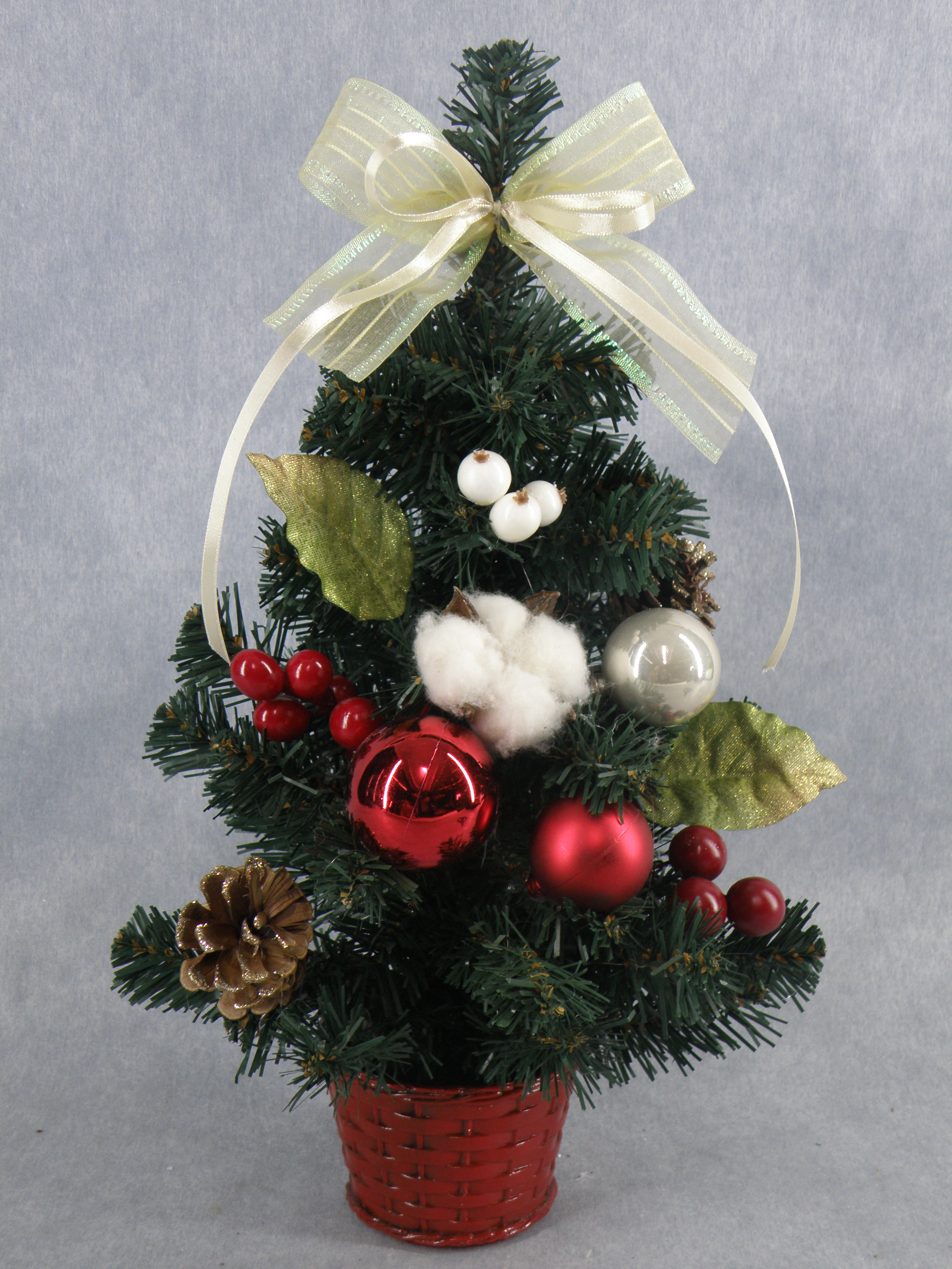 圣诞绿色迷你树 +红球/水果/松果/叶/皮带