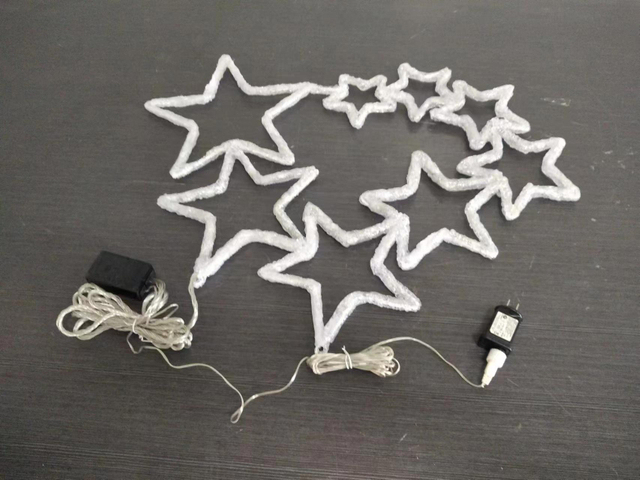 8个PCS刷5点的星星，带有128个白色LED灯和8个功能控制器