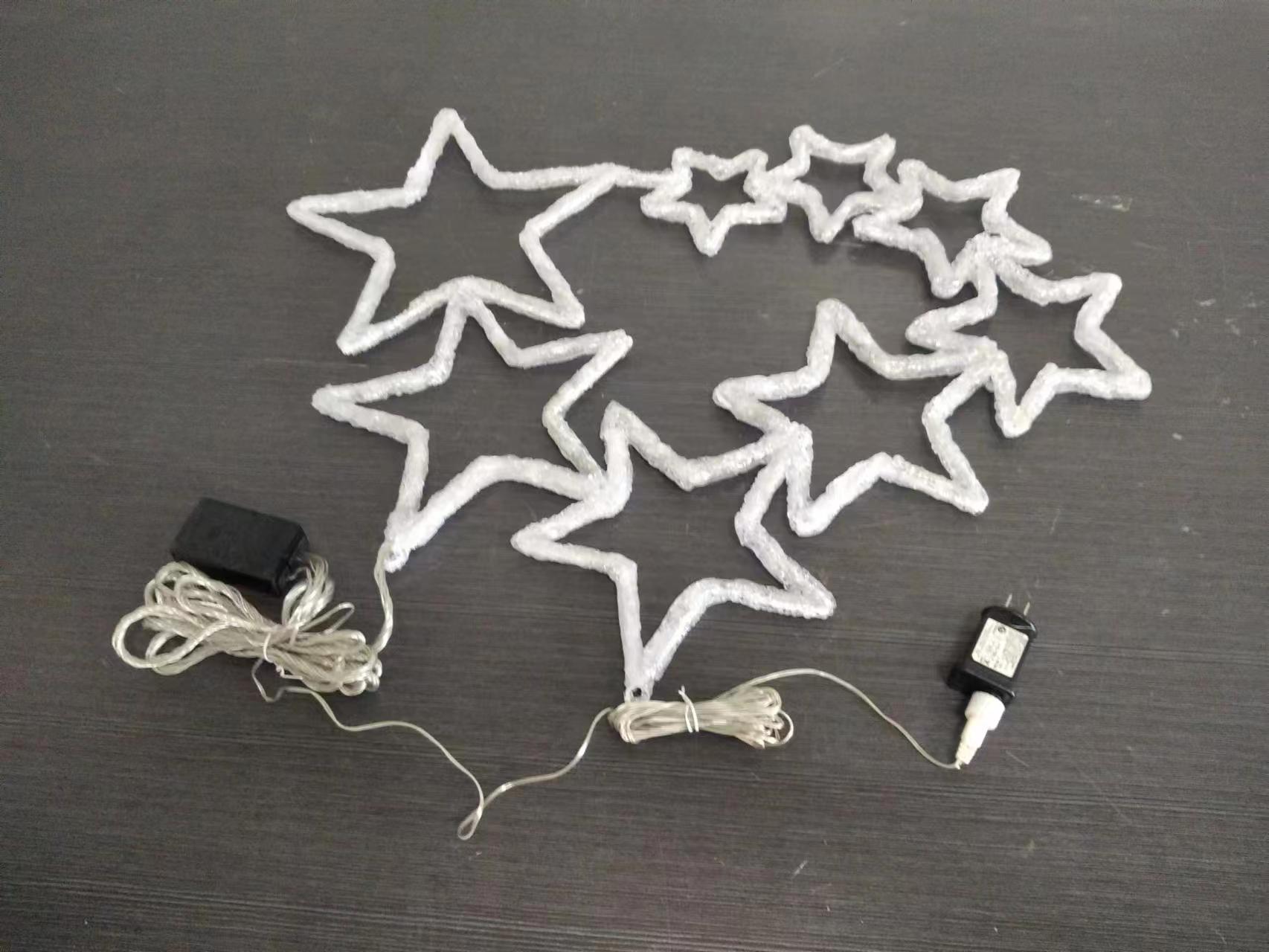 8个PCS刷5点的星星，带有128个白色LED灯和8个功能控制器