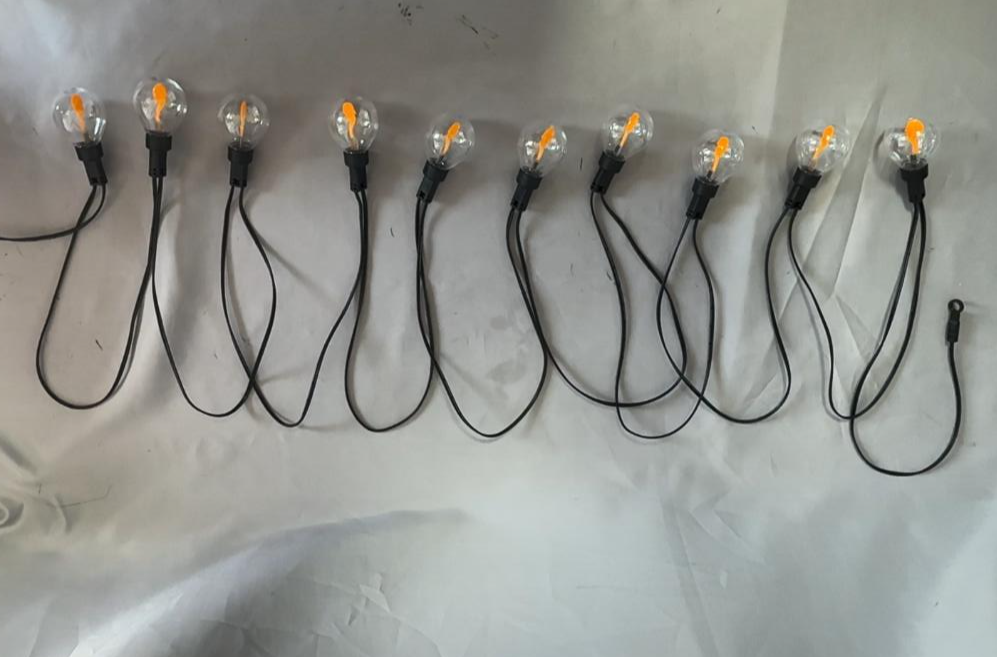 火焰效应气泡LED弦灯带42.5厘米间距 - 耐用PP车身 + PETG 40灯盖，防水室外/室内装饰照明