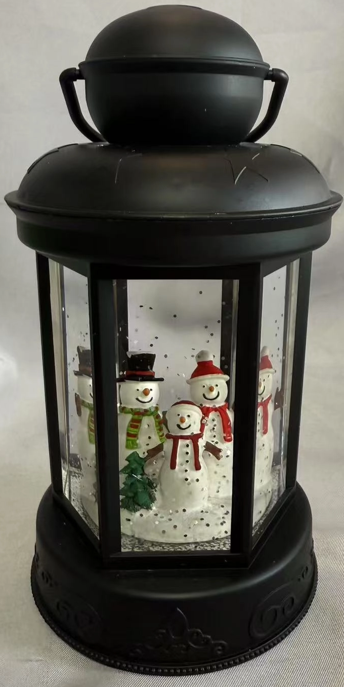 图案上的小圆柱灯 + 5 pcs雪人室内装饰