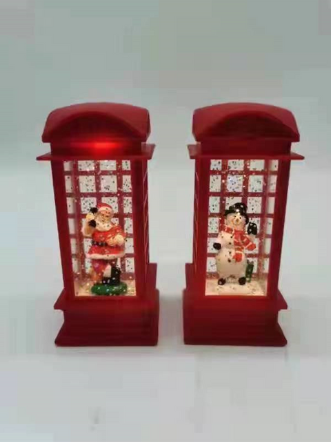 丙烯酸电话亭水灯圣诞老人和雪人