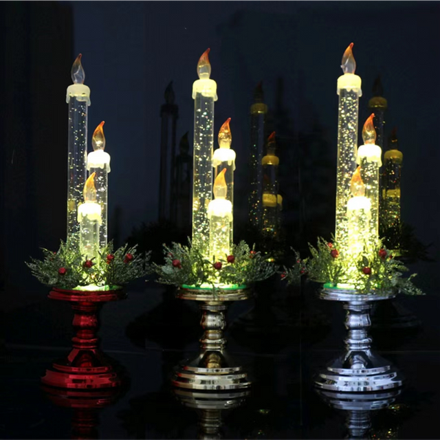 亚克力透明蜡烛灯水灯 三支蜡烛