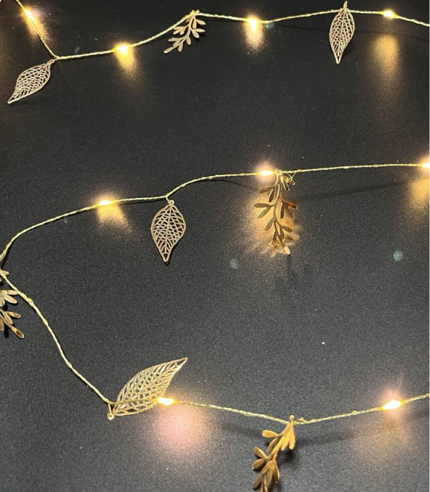 2米 20灯/32灯 金属叶子灯串 3AA电池盒供电