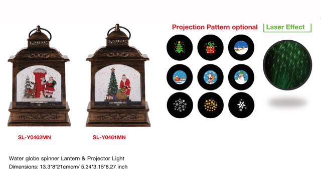 亚克力 提灯造型水灯 投影灯 圣诞老人和驯鹿/圣诞老人和礼物 SR - 37