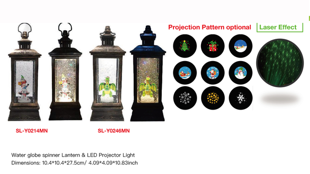 亚克力 提灯造型水灯 LED 投影灯 雪人和小动物/龙 SR - 55
