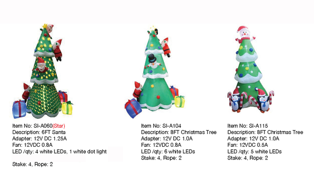 圣诞树与圣诞老人/雪人/企鹅充气灯