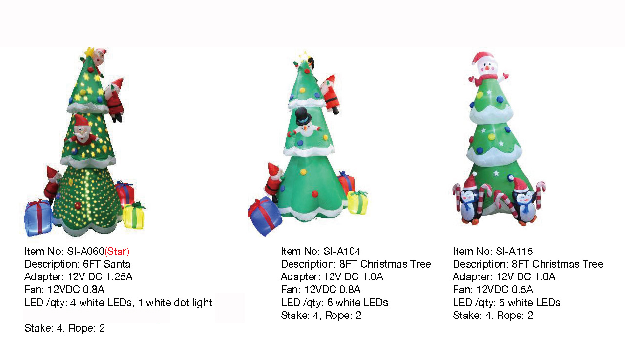 圣诞树与圣诞老人/雪人/企鹅充气灯