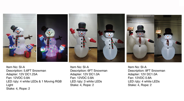 5.6FT,6FT,8FT雪人充气灯