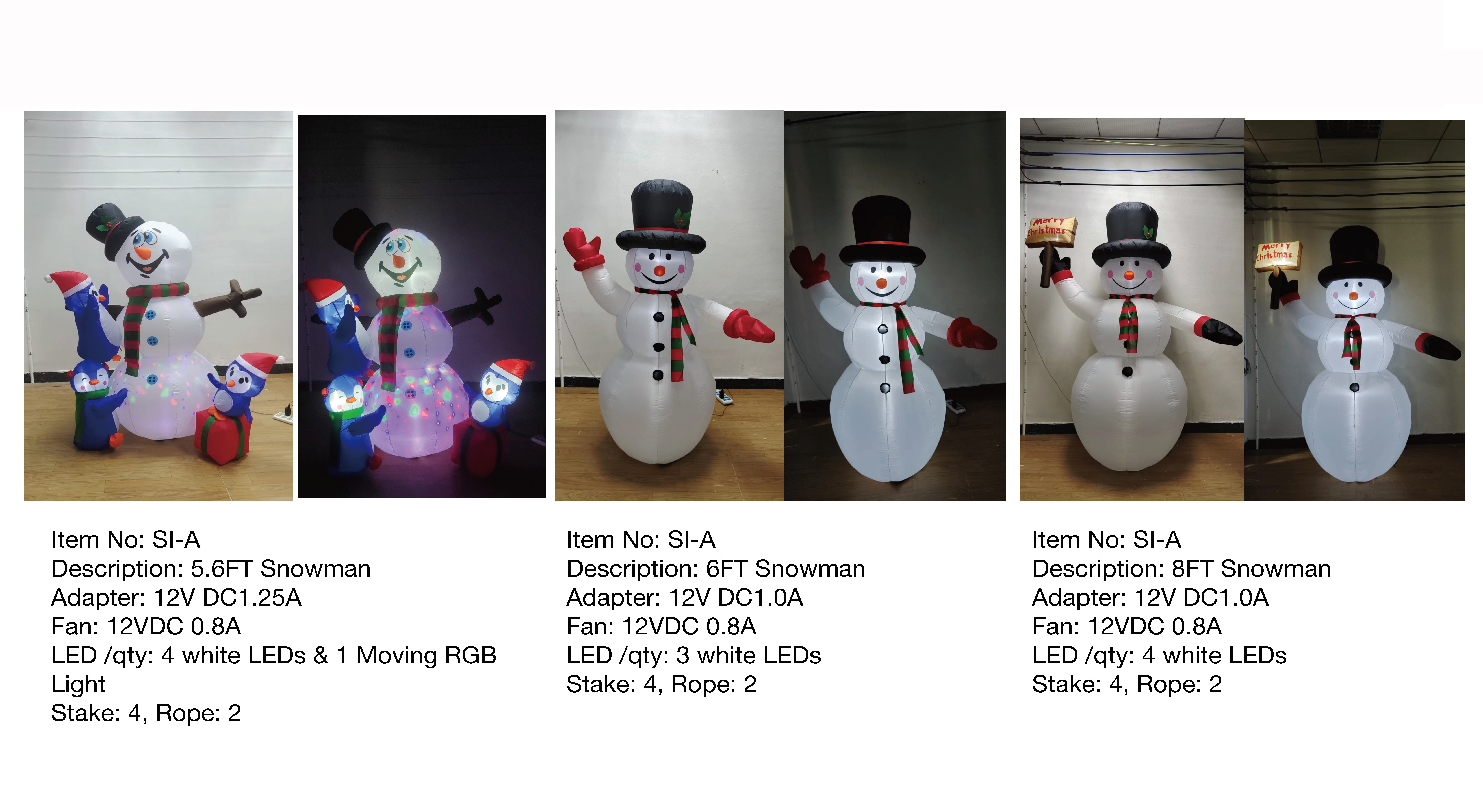 5.6FT,6FT,8FT雪人充气灯