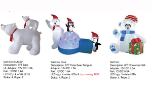 小熊和雪人礼品充气 LED 灯