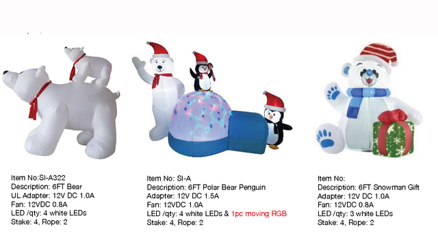 小熊和雪人礼品充气 LED 灯