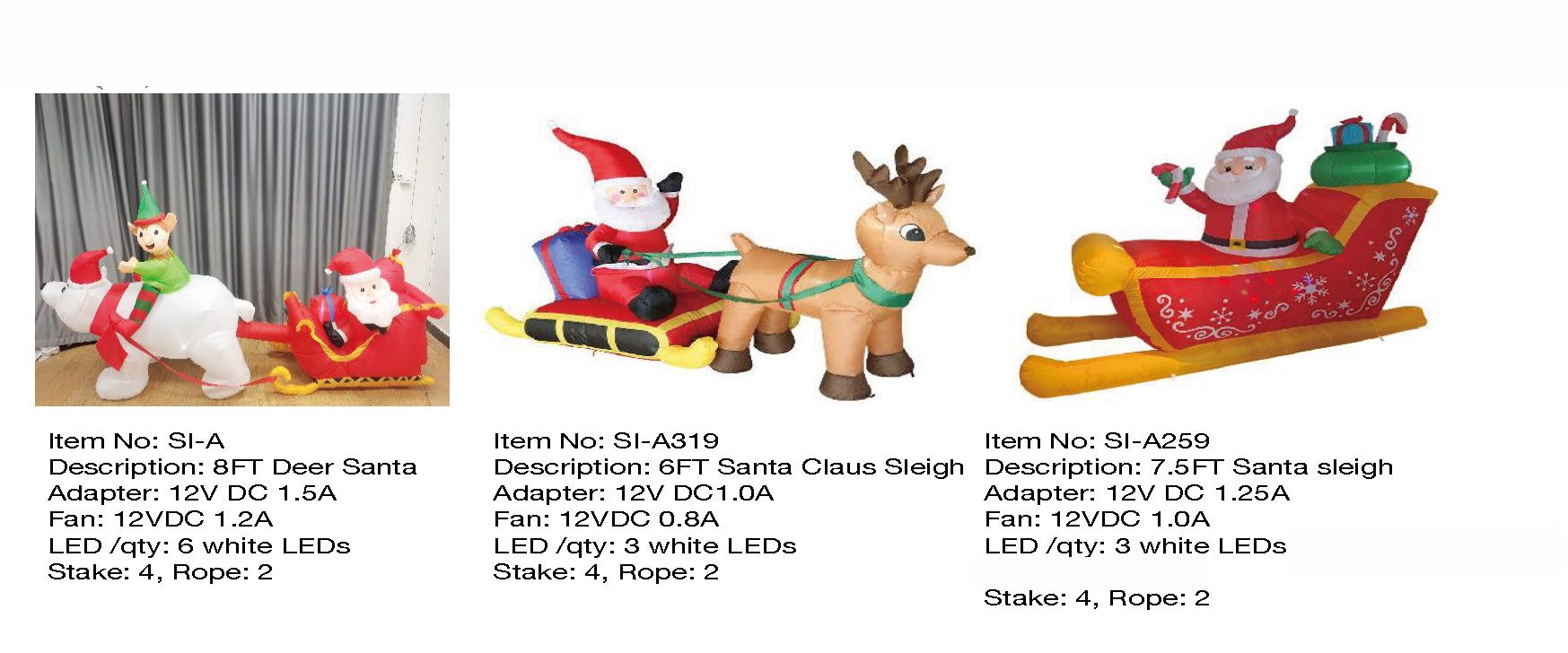 鹿圣诞老人和圣诞老人​​雪橇充气灯