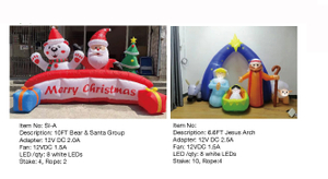 熊、圣诞老人和耶稣拱门充气灯