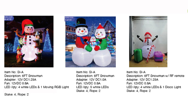 6 英尺雪人带 RF 遥控充气灯