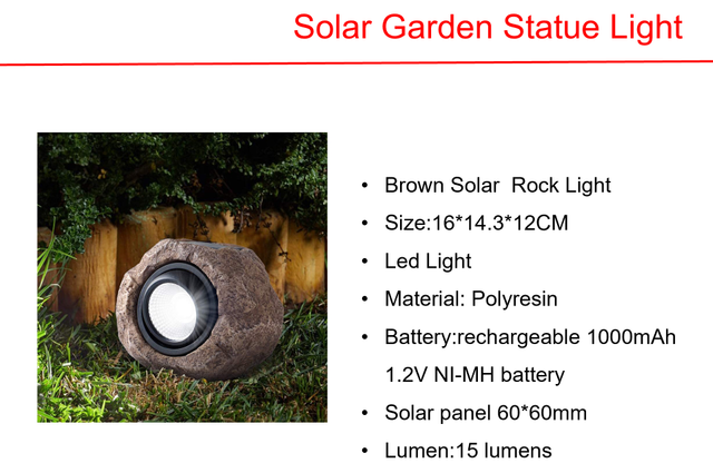 太阳能 LED 棕色太阳能岩石灯