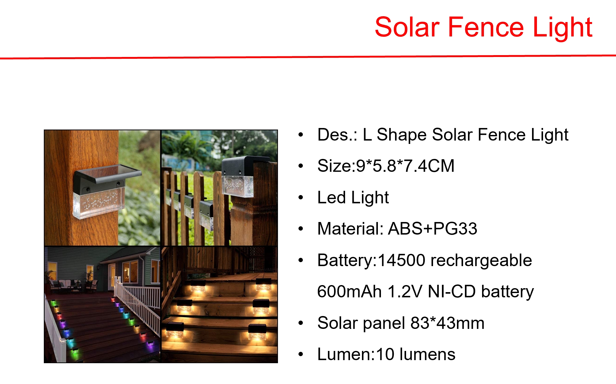 太阳能 LED 金属 LED 桩型太阳能栅栏灯