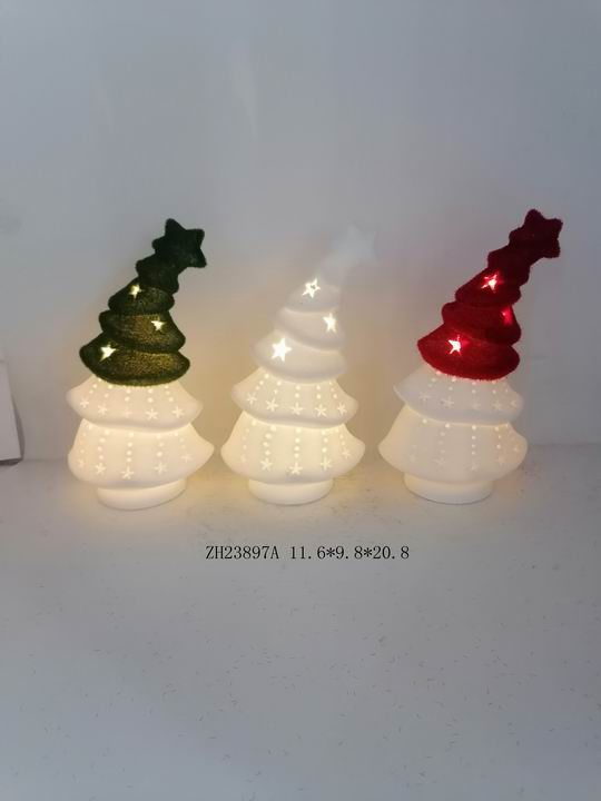 陶瓷绿色/白色/红色圣诞树 - 11