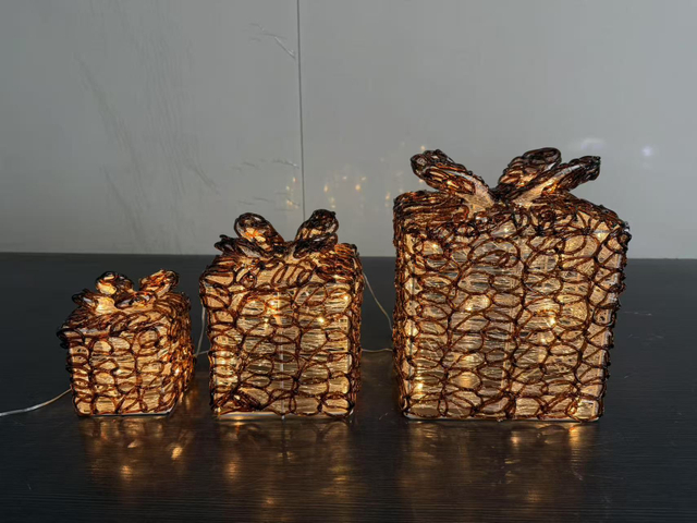 3个PCS带有温暖的白色LED灯条带有闪烁灯泡的礼品盒