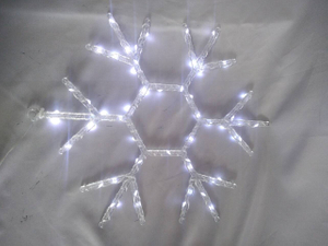 NOWFLAKE形状的57灯白色LED弦灯带柔性铜线 - 透明8模式USB连接器，41x42cm