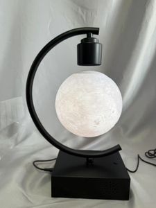 黑色基础磁性悬浮7色新月形月亮灯带蓝牙扬声器 - 无线彩色浮动灯光，用于环境装饰和音乐播放