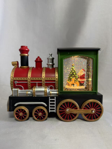 新的迷你火车形装饰灯 - 塑料和树脂结构，带有1个温暖的白色LED灯泡，可爱的怀旧设计