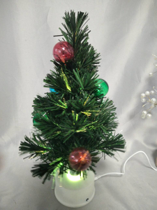 40厘米绿色光纤圣诞树| 35个带有6球纤维的柔性分支|迷你RGB旋转底座（12个LED，7个光模式）|内置音乐播放器