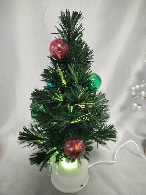 40厘米绿色光纤圣诞树| 35个带有6球纤维的柔性分支|迷你RGB旋转底座（12个LED，7个光模式）|内置音乐播放器