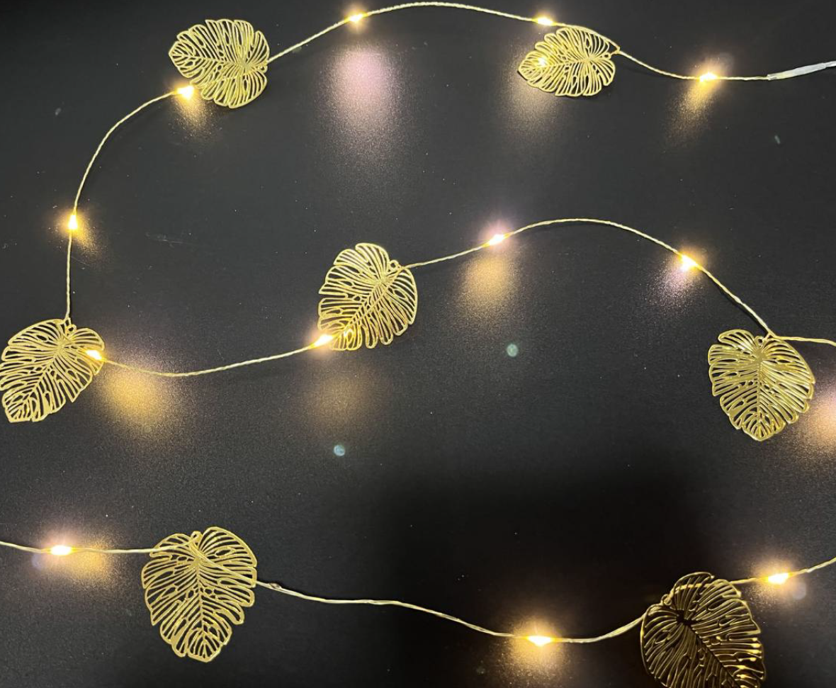 2米 20灯/32灯 金属叶子灯串 3AA电池盒供电