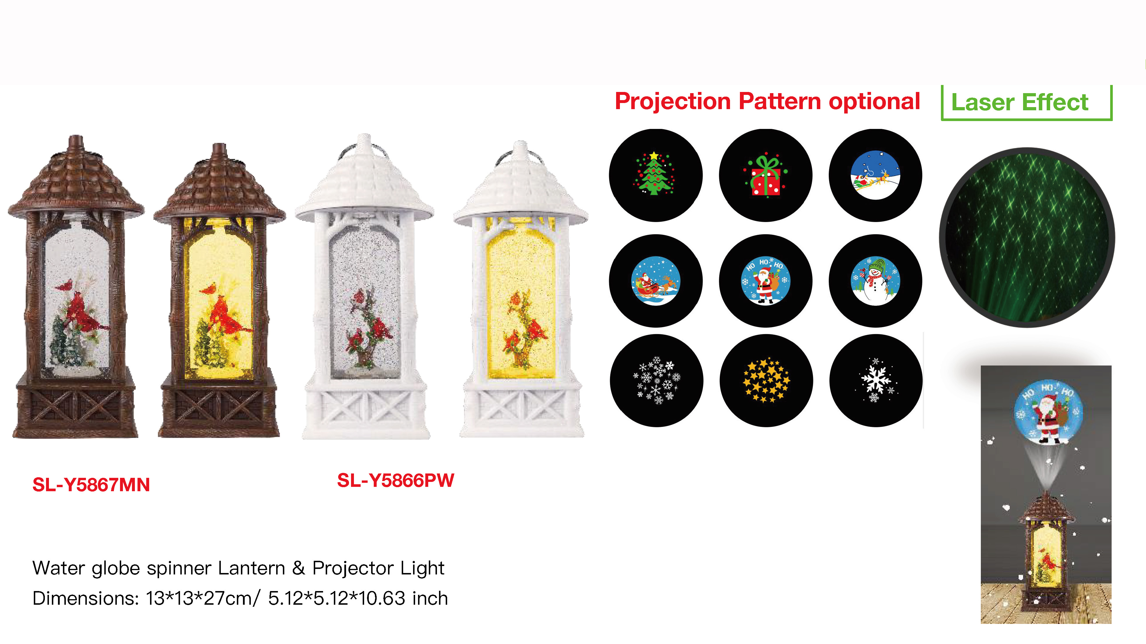 亚克力 亭子造型水灯 投影灯 三只知更鸟 SR - 43
