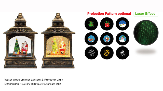 亚克力 提灯造型水灯 投影灯 圣诞老人和圣诞树 SR - 28