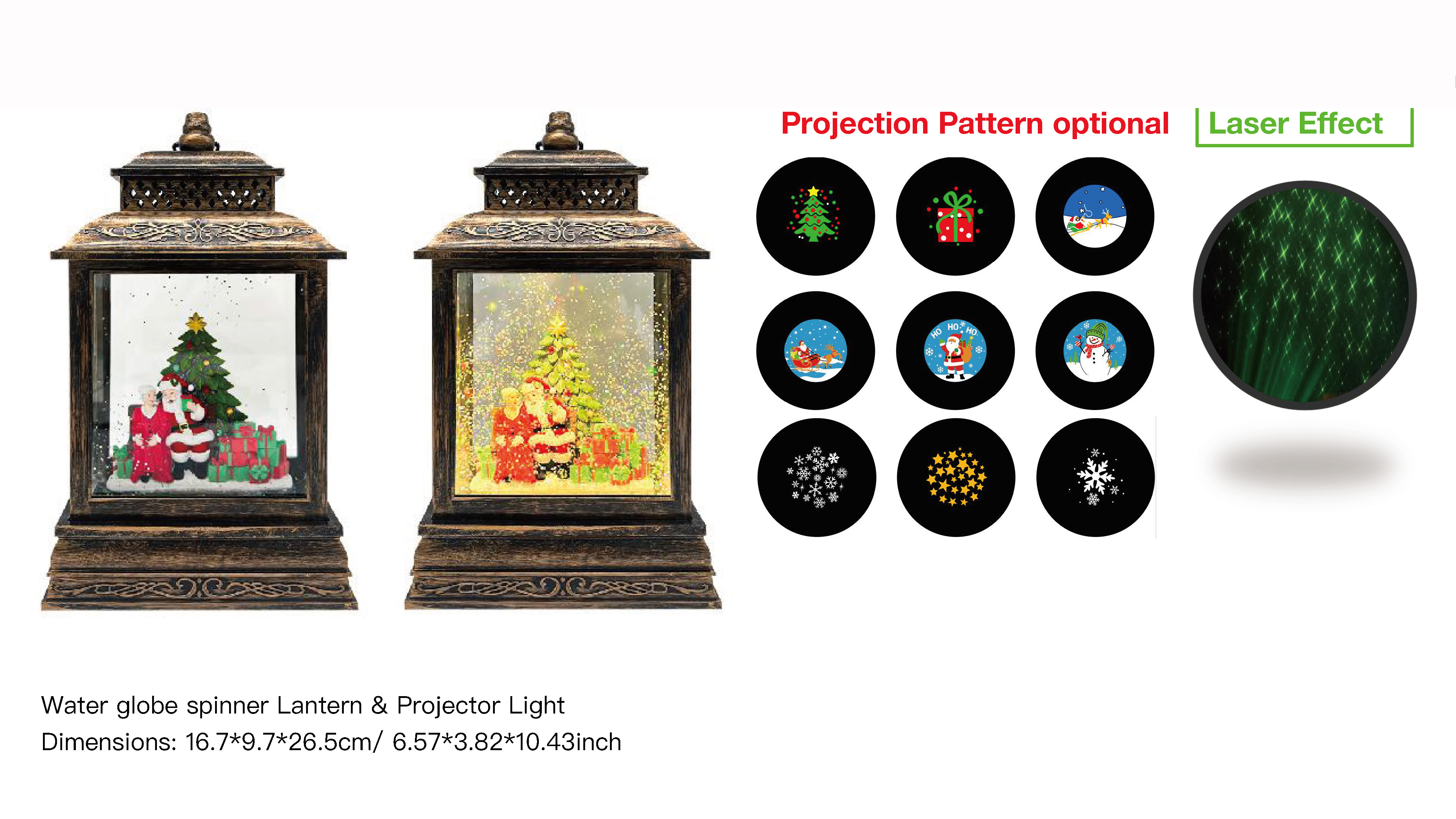 亚克力 提灯造型水灯 投影灯 圣诞老人和礼物 SR - 13