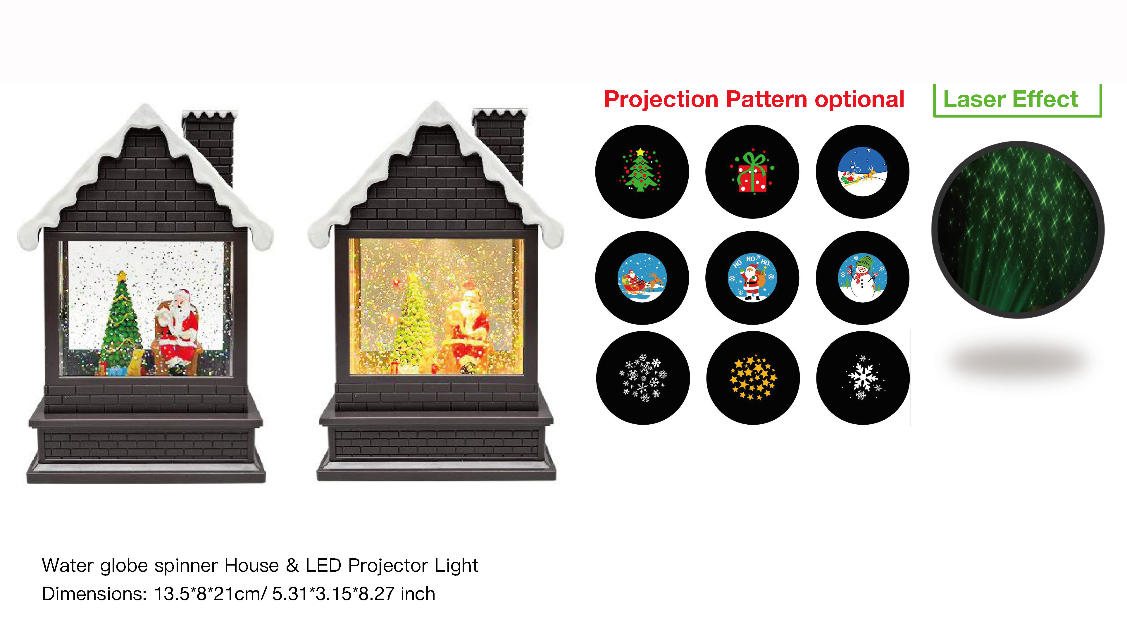 亚克力 房子造型水灯 LED 投影灯 圣诞老人和圣诞树 SR - 71
