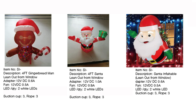 姜饼人和圣诞老人​​充气灯 - 70