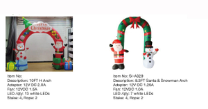 圣诞老人和雪人拱门充气灯