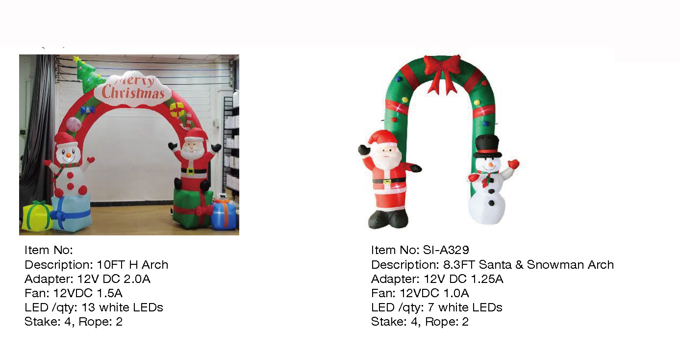 圣诞老人和雪人拱门充气灯