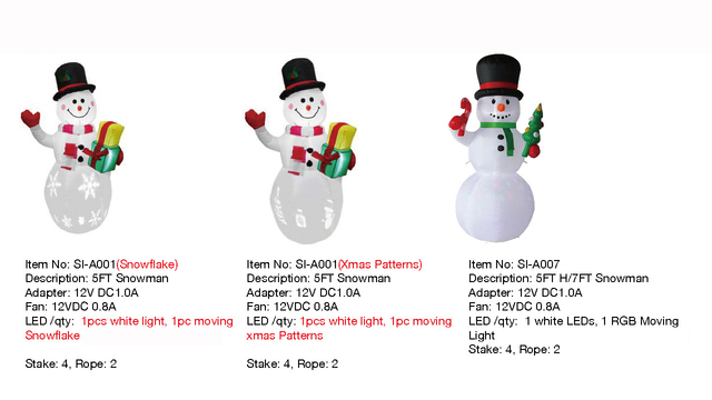 5FT H/7FT 雪人充气灯 