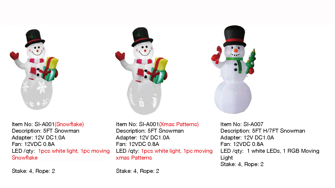 5FT H/7FT 雪人充气灯 