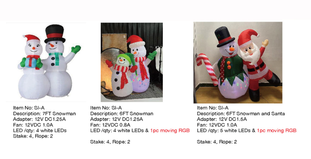 6英尺、7英尺雪人和圣诞老人​​充气灯