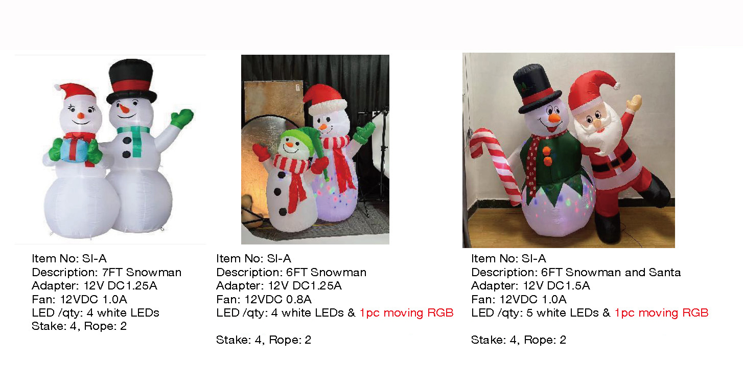 6英尺、7英尺雪人和圣诞老人​​充气灯