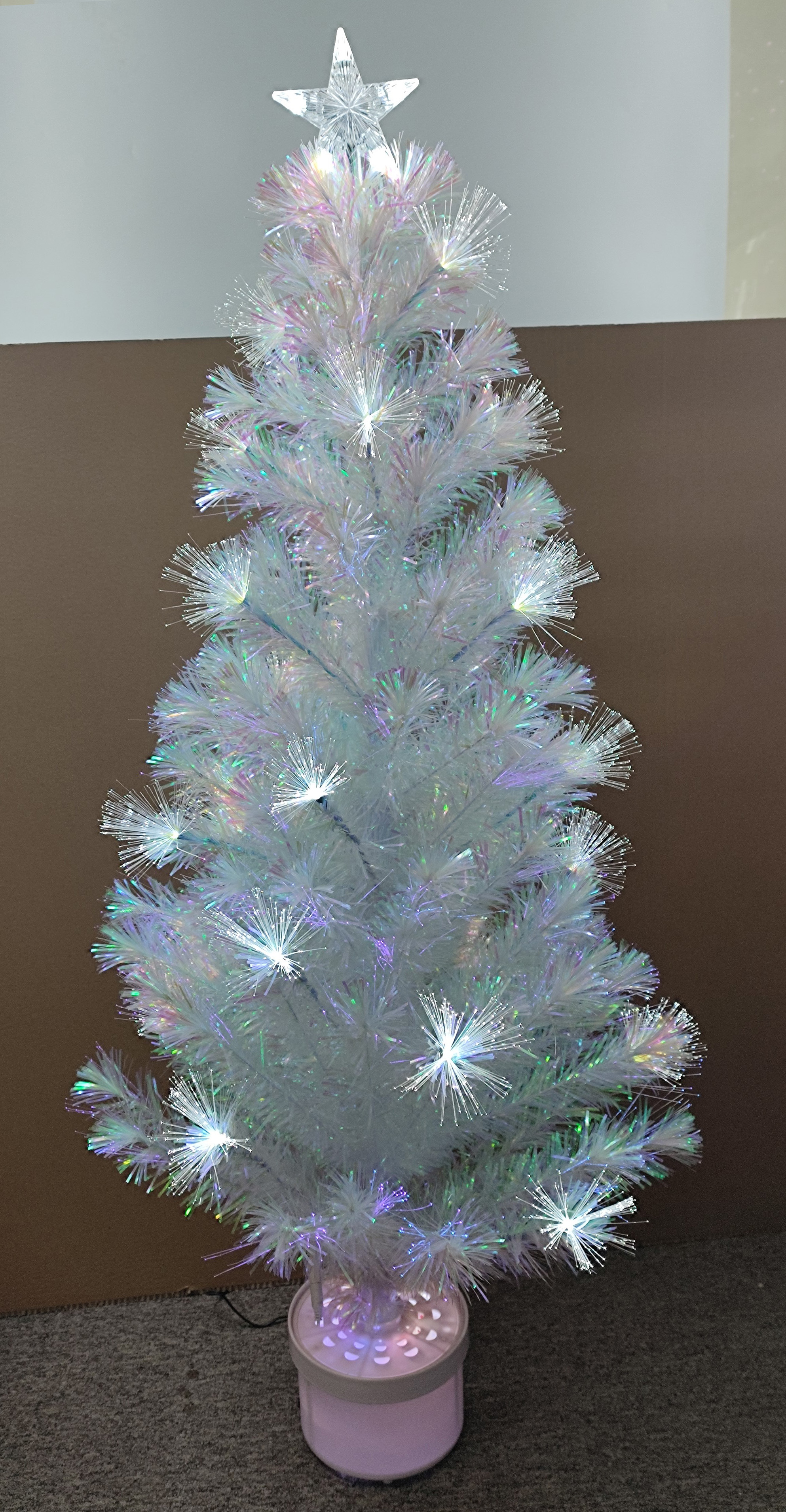 圣诞白色幻彩光纤树+顶星